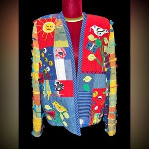Vintage 1990s Crystal Handwoven Bird Watcher Blazer size S